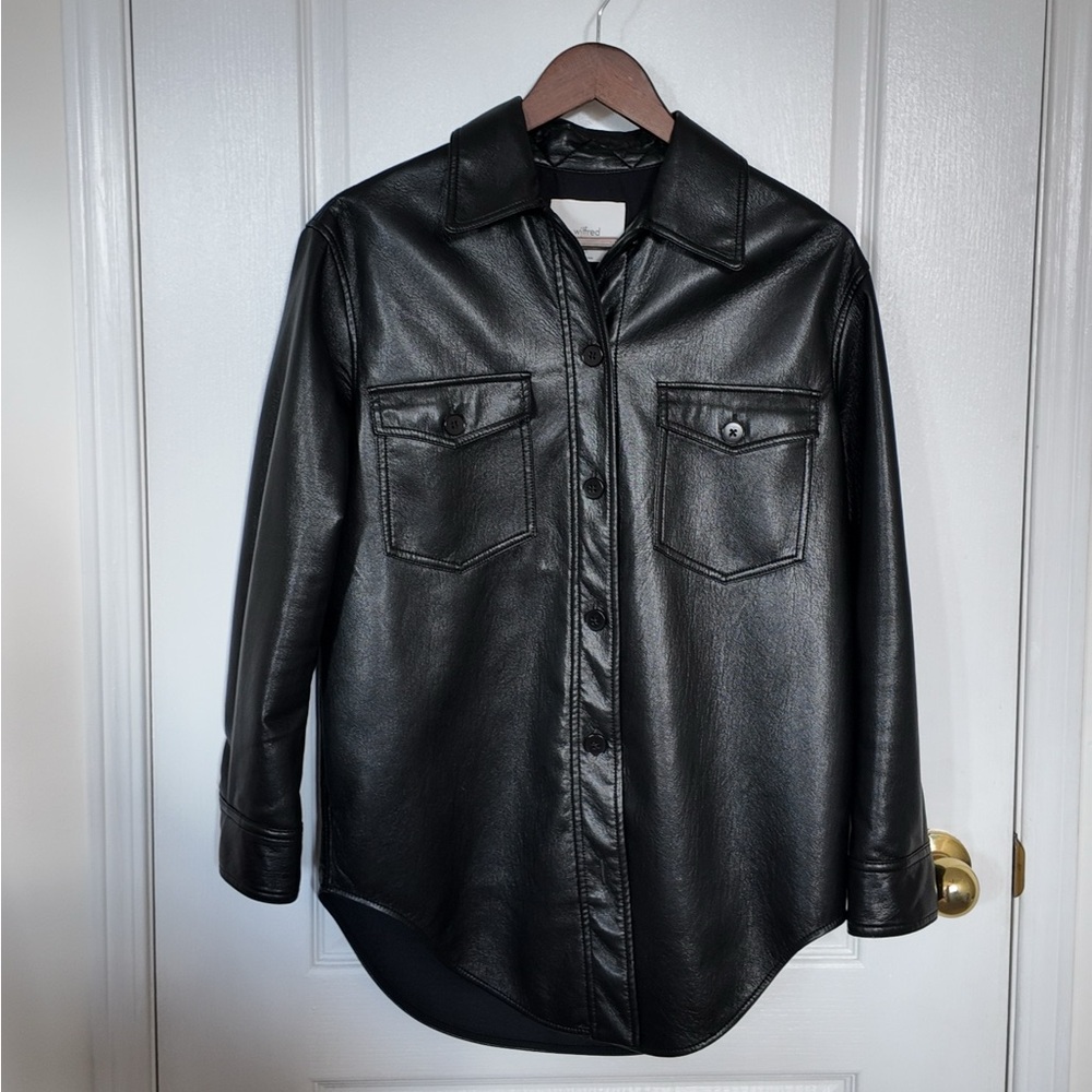 Wilfred Black Faux Leather Button-Up Jacket